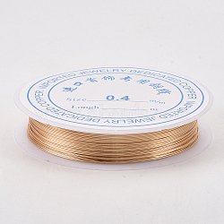 Round Copper Jewelry Wire, Long-Lasting Plated, Light Gold, 22 Gauge, 0.6mm, about 16.4 Feet(5m)/roll(X-CWIR-Q006-0.6mm-KC)
