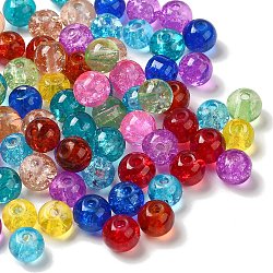 Transparent Crackle Glass Beads, Round, Mixed Color, 6~7x6mm, Hole: 1mm, about 1500pcs/500g(CCG-MSMC0002-03-M)