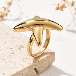 304 Stainless Steel Letter X Finger Rings, Ion Plating(IP), Golden, 21mm, Inner Diameter: 17mm(RJEW-Q012-12G)