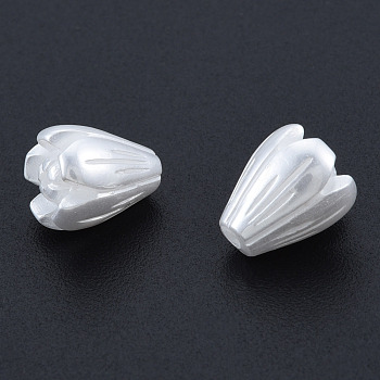 ABS Plastic Imitation Pearl Beads, Flower, Creamy White, 8x7mm, Hole: 1mm
