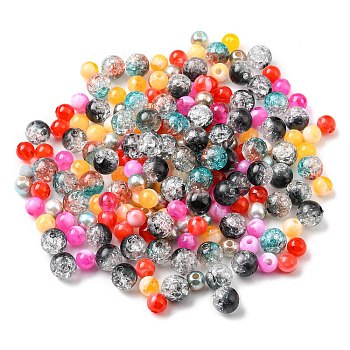 Imitation Pearl Acrylic Beads, Round, Mixed Color, 6~10x5.5~7.5mm, Hole: 1.8mm