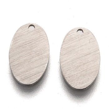 304 Stainless Steel Pendants, Stamping Blank Tag, Laser Cut, Double-sided Drawing Effect, Oval, Stainless Steel Color, 12.5x7.5x1mm, Hole: 1mm