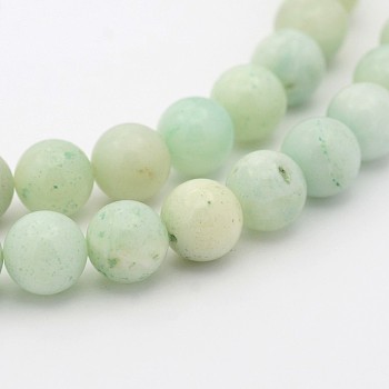 Natural Flower Amazonite Round Bead Strands, 6mm, Hole: 1mm, about 68pcs/strand, 15.7 inch
