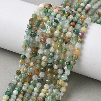 Natural African Jade Beads Strands, Faceted, Round, 4mm, Hole: 0.7mm, about 101pcs/strand, 15.35''(39cm)