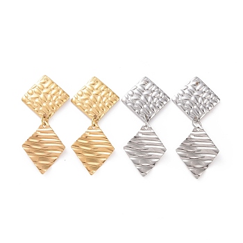 304 Stainless Steel Double Rhombus Dangle Stud Earrings for Women, Mixed Color, 41mm, Pin: 0.8mm