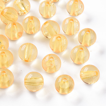 Transparent Acrylic Beads, Round, Gold, 12x11mm, Hole: 2.5mm, about 566pcs/500g