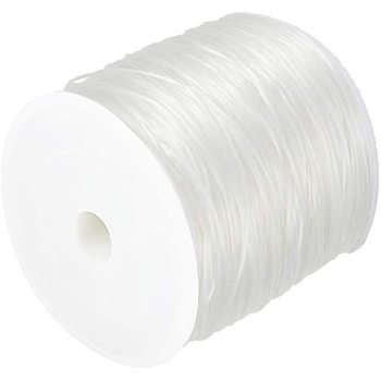Japanese Flat Elastic Crystal String, Elastic Beading Thread, for Stretch Bracelet Making, Clear, 0.8mm, about 60m/roll.