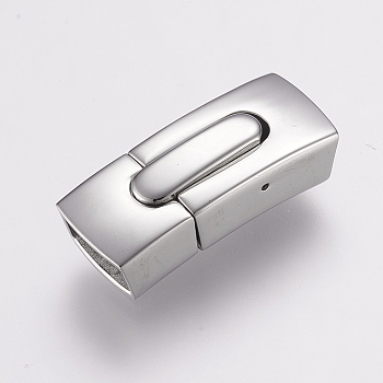 Tarnish Resistant 304 Stainless Steel Bayonet Clasps, Rectangle, Stainless Steel Color, 29x12x8.5mm, Hole: 5x10mm