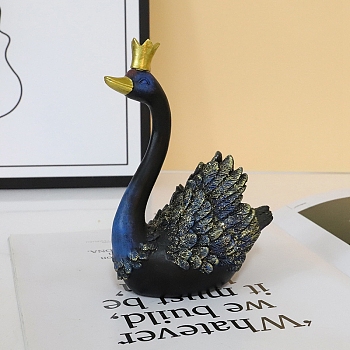 Resin Swan Figurines, for Home Desktop Decoration, Royal Blue, 160x115mm