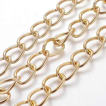 3.28 Feet Decorative Chain Aluminium Twisted Chains Curb Chains, Unwelded, Golden, 15x10x2mm
