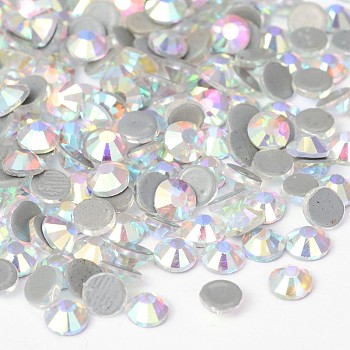 Glass Hotfix Rhinestone, Grade AA, Flat Back & Faceted, Half Round, Crystal AB, SS10, 2.7~2.8mm, about 1440pcs/bag