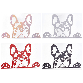 Gorgecraft 4Sheets 4 Colors Reflective Waterproof PVC Car Stickers, Dog with Adhesive Tape, for Cars Motorbikes Luggages Skateboard Decor, Mixed Color, 9.9x15.6x0.02cm, 1sheet/color