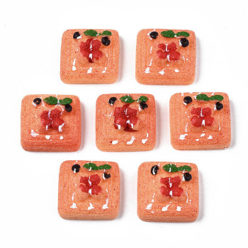 Opaque Epoxy Resin Cabochons, Imitation Food, Bread, Coral, 21x21x11mm