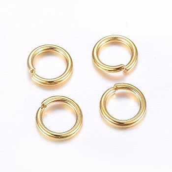304 Stainless Steel Open Jump Rings, Real 24K Gold Plated, 15 Gauge, 10x1.5mm, Inner Diameter: 7.5mm