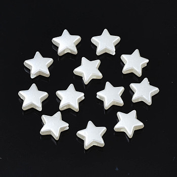 ABS Plastic Imitation Pearl Beads, Star, Seashell Color, 7x8x3mm, Hole: 1.5mm, about 6240pcs/500g