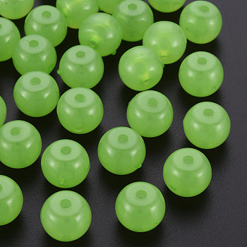 Imitation Jelly Acrylic Beads, Barrel, Light Green, 13x10.5mm, Hole: 2.5mm, about 375pcs/500g