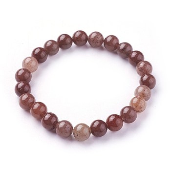 Natural Purple Aventurine Beads Stretch Bracelets, Round, 2 inch~2-1/8 inch(5.2~5.5cm), Beads: 8~9mm