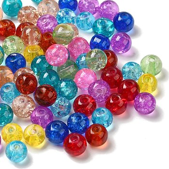 Transparent Crackle Glass Beads, Round, Mixed Color, 6~7x6mm, Hole: 1mm, about 1500pcs/500g