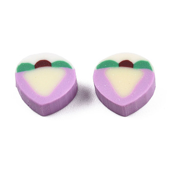 Handmade Polymer Clay Beads, Peach, Plum, 9~9.5x9.5~10x4.5mm, Hole: 1.2~1.8mm