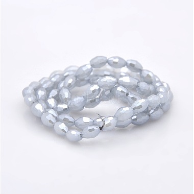 Pearl Luster Plated Imitation Jade Glass Faceted Rice Beads Strands(GLAA-A030A-PL03)-2