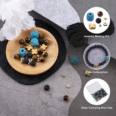 DIY Men's Gemstone Bracelet with Cross Making Kits(DIY-CF0001-21)-3