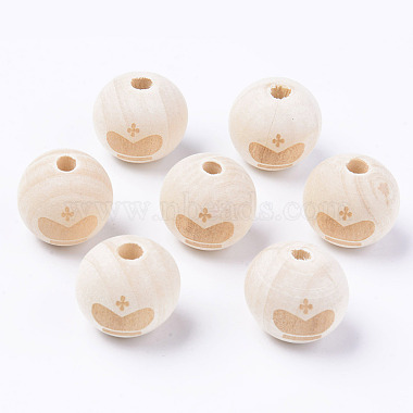 Antique White Round Wood European Beads