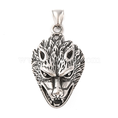 Antique Silver Wolf 316 Surgical Stainless Steel Pendants