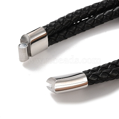 Men's Braided Black PU Leather Cord Multi-Strand Bracelets(BJEW-K243-02AS)-4