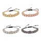 4Pcs 4 Color Cubic Zirconia Round & Crown Braided Bead Bracelet with Synthetic Hematite(BJEW-JB08049)-1