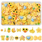 90Pcs 15 Styles Opaque & Transparent Resin Cabochons, Mixed Shapes, Yellow, 10~29.5x3.5~10mm, 6pcs/style (CRES-YW0002-85)