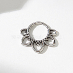 Gothic 316 Surgical Stainless Steel Flower Hoop Nose Rings for Men and Women Party Jewelry, Stainless Steel Color, 15x17mm(VU7400)