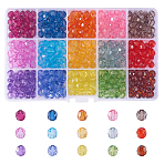 450Pcs 15 Colors Transparent Acrylic Beads, Faceted, Round, Mixed Color, 8mm, Hole: 1.5mm, 30pcs/color(TACR-CJ0001-31)