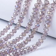 Electroplate Glass Beads Strands, AB Color Plated, Faceted, Rondelle, Thistle, 3x2mm, Hole: 0.8mm, about 165~169pcs/strand, 15~16 inch(38~40cm)(EGLA-A034-T2mm-B19)