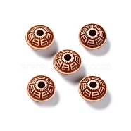 Opaque Acrylic European Beads, Large Hole Beads, Rondelle with Trapezoid Pattern, Sienna, 16x10mm, Hole: 4mm, about 486pcs/500g(OACR-G016-21)