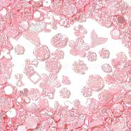 Acrylic Pearly Lustre Beads, Mixed Shapes, Pink, 11.5~25x8~25x2~6mm, Hole: 1~2mm(OACR-U006-02E)