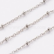 304 Stainless Steel Cable Chains, Soldered, Satellite Chains, with Spool, with Rondelle Beads, Stainless Steel Color, 2mm, about 65.61 Feet(20m)/roll(CHS-K003-01P-0.5MM)