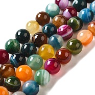 Natural Gemstone Agate Round Bead Strands, Dyed, Mixed Color, 10mm, Hole: 1mm, about 38pcs/strand, 14.96 inch(G-E234-16)