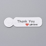 Paper Gift Tags, Hange Tags, For Arts and Crafts, For Valentine's Day/Thanksgiving, Rectangle with Word Thank You with Love, White, 13x49.5x0.5mm, Hole: 9mm(CDIS-P001-I01-B)