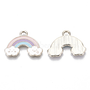 Alloy Pendants, with Enamel, Rainbow, Light Gold, Colorful, 18x24x2mm, Hole: 3mm(X-ENAM-S119-026A)