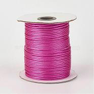 Eco-Friendly Korean Waxed Polyester Cord, Fuchsia, 1mm, about 169.51~174.98 Yards(155~160m)/Roll(YC-P002-1mm-1103)