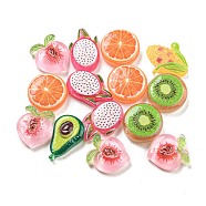 Translucent Resin Cabochons, Fruit, Peach & Orange & Kiwi Fruit, Mixed Shapes, Mixed Color, 10~12x7.5~10x3~4mm(RESI-D005-01)