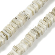 Handmade Lampwork Beads Strands, Square with seed Beads, Beige, 5.5~6x5~6x2.5~3mm, Hole: 0.7mm, about 151~153pcs/strand, 16.14''(41cm)(LAMP-Q037-02B-18)