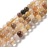 Natural Rutilated Quartz Beads Strands, Round, 8mm, Hole: 0.9mm, about 50pcs/strand, 15.31''(38.9cm)(G-B029-B02-03)