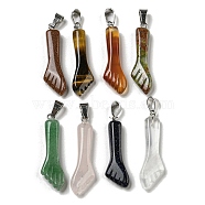Natural & Synthetic Mixed Gemstone Pendants, Tool Charms with Iron Loops, Platinum, 37~38x10.5~11x5~5.5mm, Hole: 7.5x3.8mm(G-H304-01P)