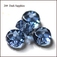 K9 Glass, Imitation Austrian Crystal Beads, Grade AAA, Faceted, Flat Round, Prussian Blue, 8x3.5mm, Hole: 0.9~1mm(SWAR-F078-4x8mm-20)