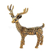 Brass Deer Figurines, for Home Office Desktop Decoration, Antique Bronze, 52x24x63mm(DJEW-C017-02AB)