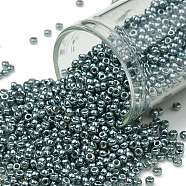 TOHO Round Seed Beads, Japanese Seed Beads, Frosted, (565F) Matte Galvanized Grey Blue, 11/0, 2.2mm, Hole: 0.8mm, about 5555pcs/50g(SEED-XTR11-0565F)