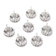 Brass Micro Pave Cubic Zirconia Pendants, Long-Lasting Plated, Flat Round, Real Platinum Plated, 21x17x6mm, Hole: 1.7mm(ZIRC-O044-13P)