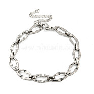 304 Stainless Steel Dapped Chains Bracelets for Men & Women, Stainless Steel Color, 7-1/4 inch(18.4cm)(BJEW-D042-05P)