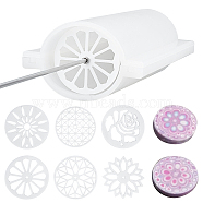 Soap Making Tools Set, with Silicone Molds, with Acrylic Kaleidoscope Mold and Stainless Steel Sticks, for Soap Making, Flat Round with Flower Pattern, White, 0.75~30x0.75~11.8x0.3~4.6cm, Hole: 4mm, 10pcs/set(DIY-WH0215-85)